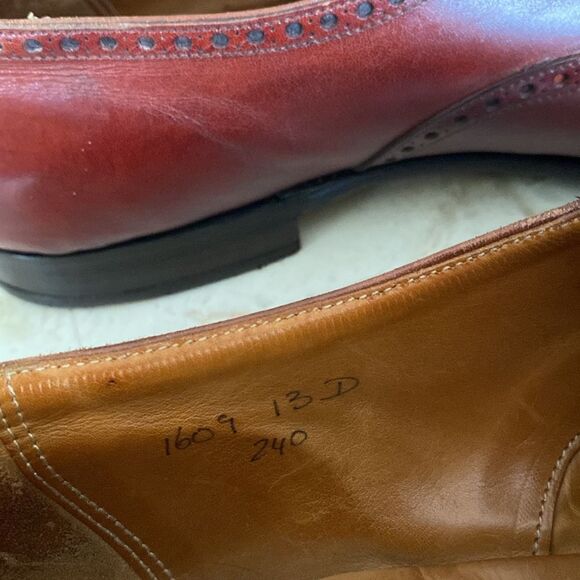 Peal & Co. For Brooks Brothers Slip On Wingtip Leather Shoes - Size 13D - Picture 9 of 12